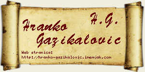 Hranko Gazikalović vizit kartica